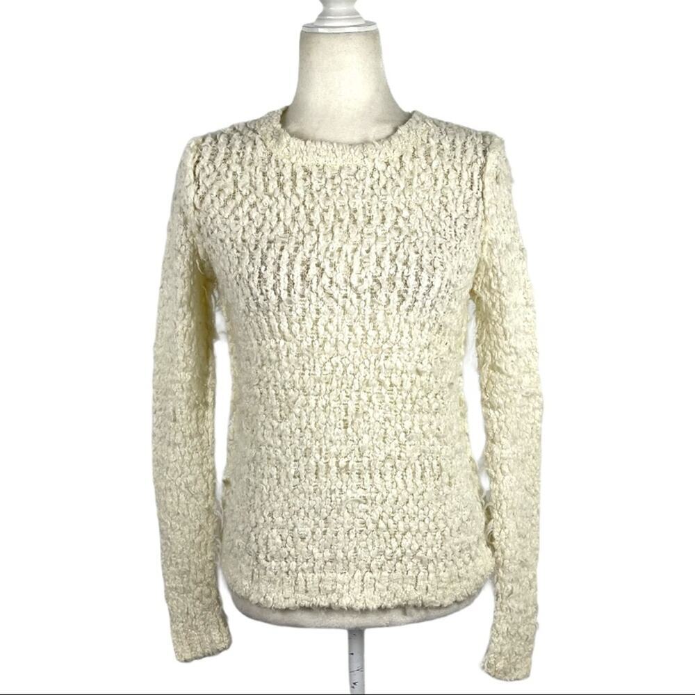 Free People Ivory Crew Neck Wool Blend Pullover M